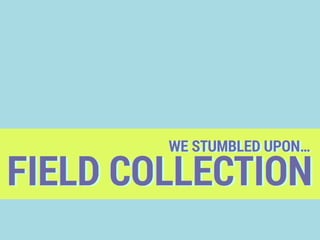WE STUMBLED UPON…
FIELD COLLECTION
 