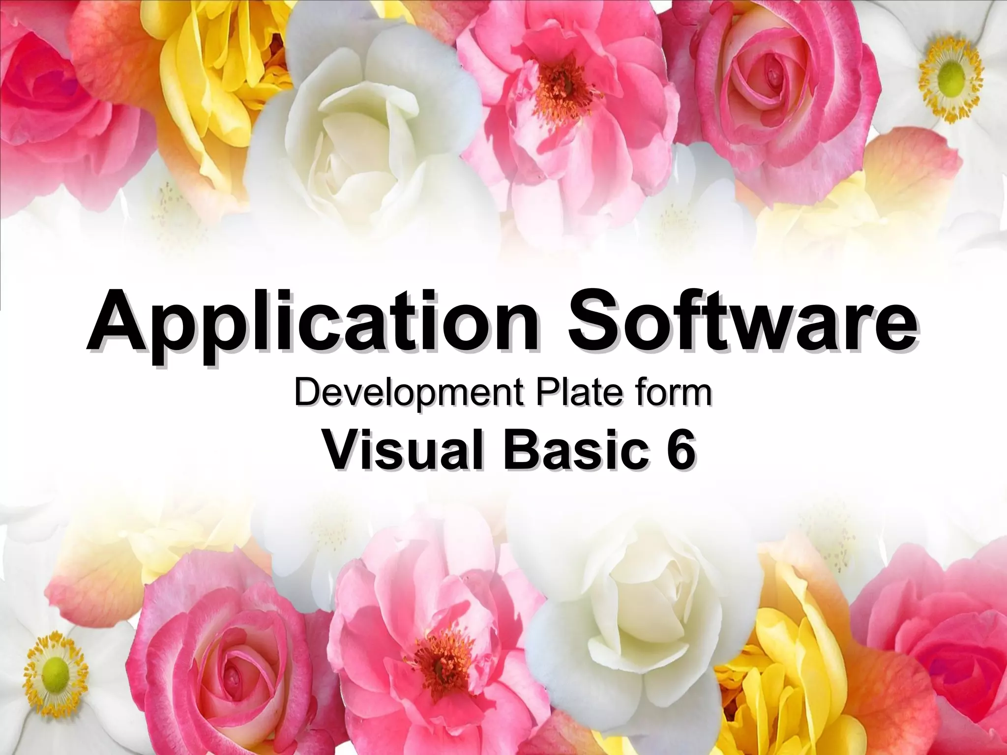 Application SoftwareApplication Software
Development Plate formDevelopment Plate form
Visual Basic 6Visual Basic 6
 