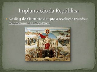 Após a proclamação da República, os dirigentes do Partido Republicano tomaram conta da governação e formaram um Governo Provisório, presidido por Teófilo Braga. Este deveria governar até que o país tivesse uma nova Constituição.