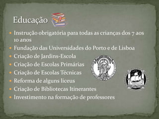 A industrialização, os transportes e as comunicaçõescontinuaram atrasados relativamente aos países da Europa Ocidental;