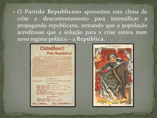 Difusão das Ideias Socialistas e RepublicanasDesde meados do século XIX, as ideias socialistas e republicanas tiveram alguma difusão no nosso país, circulando em revistas, jornais e folhetins. Estas ideias contribuíram para a formação de um movimento a favor do republicanismo, que surgiu em Portugal na década de 1870.