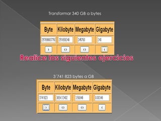 Transformar 340 GB a bytes
3´741 823 bytes a GB