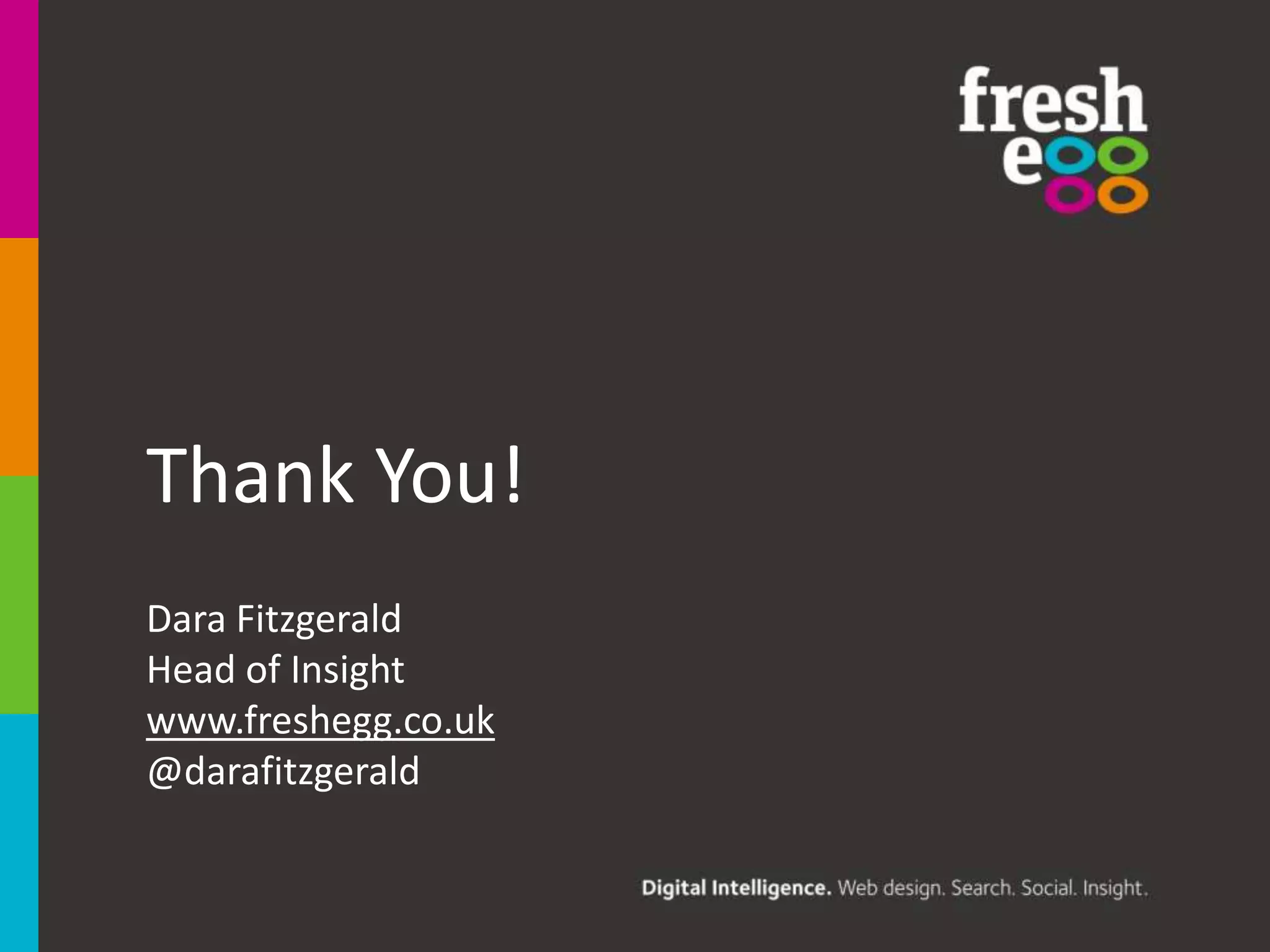 Thank You!
Dara Fitzgerald
Head of Insight
www.freshegg.co.uk
@darafitzgerald

 