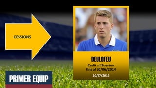 PRIMER EQUIP
CESSIONS
Cedit a l’Everton
fins al 30/06/2014
DEULOFEU
10/07/2013
 