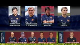 TATA MARTINO
1r ENTRENADOR
JORGE PAUTASSO
2n ENTRENADOR
JORDI ROURA
ASSISTENT
RUBI
ASSISTENT
AURELI ALTIMIRA EDU PONS FRANCESC COS PACO SEIRUL·LO
PREPARADORS
FÍSICS
JOSE RAMÓN DE LA FUENTE
ENTRENADOR
DEPORTERS
ELVIO PAOLOROSSO
 
