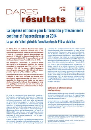 direction de l’animation de la recherche,
des études et des statistiques
juin 2017
N° 041
résultats
La dépense nationale p...