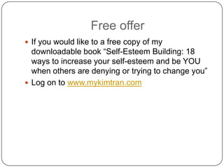 Free offer
 If you would like to get a free book “Life
and happiness: Daily tips to help you get
through life successfully”
 Log on to www.wake-upfoundation.org
 