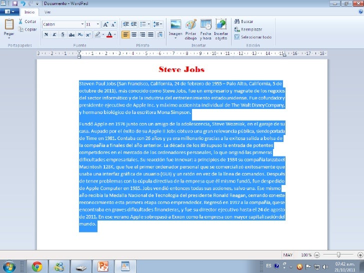 Dar formato al texto en wordpad