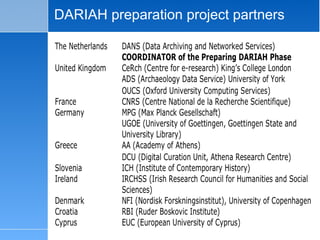 DARIAH preparation project partners 