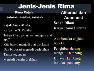 Contoh Rima Puisi Kelas X SMA (Indonesia) | PPTX