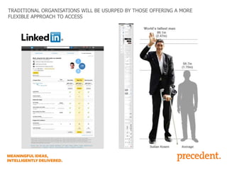 TRADITIONAL ORGANISATIONS WILL BE USURPED BY THOSE OFFERING A MORE
FLEXIBLE APPROACH TO ACCESS

 