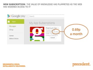 NEW SUBSCRIPTION: THE VALUE OF KNOWLEDGE HAS PLUMMETED AS THE WEB
HAS WIDENED ACCESS TO IT

0.69p
a month

 
