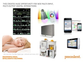 THIS CREATES HUGE OPPORTUNITY FOR NEW MULTI-INPUT,
MULTI-OUTPUT DIGITAL INTERACTIONS

Use case from The New Digital Age | Schmidt and Cohen 2013

 
