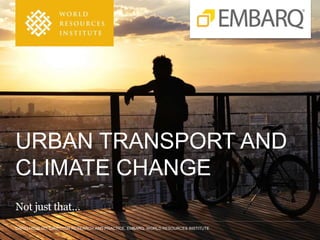 DARIO HIDALGO, DIRECTOR RESEARCH AND PRACTICE, EMBARQ, WORLD RESOURCES INSTITUTE
URBAN TRANSPORT AND
CLIMATE CHANGE
Not just that…
 