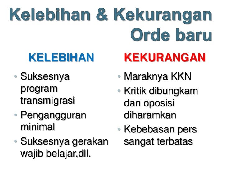 Kelemahan Dan Kelebihan Orde Baru Mudah