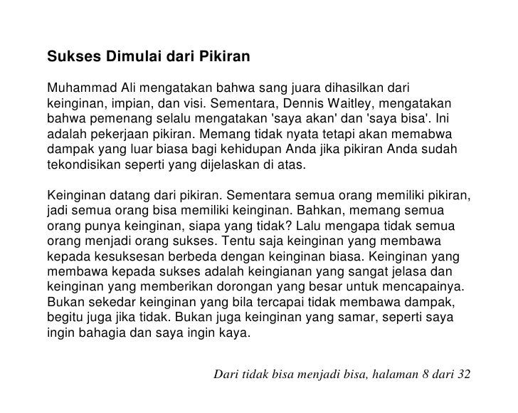 Dari Tidak Bisa Menjadi Bisa Dari Tidak Bisa Menjadi Bisa