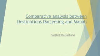Comparative analysis between
Destinations Darjeeling and Manali
Surabhi Bhattacharya
 