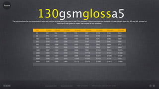 home




                                         130gsmglossa5
       The right brochure for your organisation helps set the tone for everything you want to say. Our standard 130gsm brochures are available in three different sizes (A4, A5 and A6), printed full
                                                                       colour and onto gloss art paper, then stapled in two positions.



                                        Qty           4 page      8 page       12 page         16 page        20 page        24 page         28 page         32 page
                                        25            £61         £64          £72             £79            £87            £113            £134            £161
                                        50            £75         £77          £91             £107           £121           £156            £165            £226
                                        100           £105        £107         £135            £164           £193           £241            £289            £339
                                        250           £193        £197         £338            £370           £407           £499            £592            £685
                                        500           £242        £266         £373            £431           £543           £602            £659            £717
                                        750           £270        £333         £530            £560           £767           £803            £961            £998
                                        1000          £297        £402         £688            £689           £991           £1004           £1264           £1278
                                        2000          £352        £450         £759            £792           £1110          £1137           £1427           £1458
                                        3000          £380        £501         £838            £899           £1230          £1277           £1588           £1638
                                        4000          £385        £556         £916            £1005          £1350          £1423           £1751           £1817
                                        5000          £391        £609         £994            £1112          £1470          £1595           £1913           £1993




                                                     www.rework.com        rework@mail.com        (987) 124-5678        98 East Street, New York, NY 12345
 
