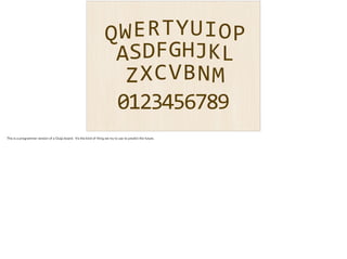 QWERTYUIOP 
ASDFGHJKL 
ZXCVBNM 
0123456789 
 