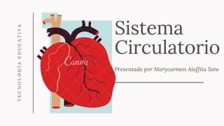 Sistema
Circulatorio
Presentado por Marycarmen Alaffita Soto
TECNOLOGÍAEDUCATIVA
 