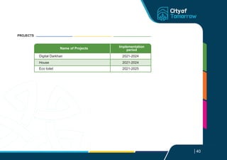 40
PROJECTS
Name of Projects Implementation
period
Digital Darkhan 2021-2024
House 2021-2024
Eco toilet 2021-2025
 