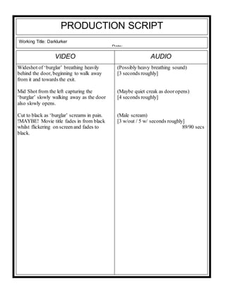 Darklurker Production Script 3 | PDF