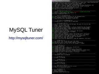 MySQL Tuner
http://mysqltuner.com/
 