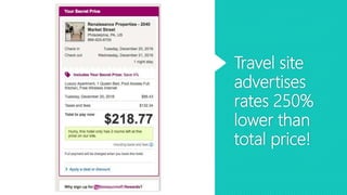 Travel site
advertises
rates 250%
lower than
total price!
 