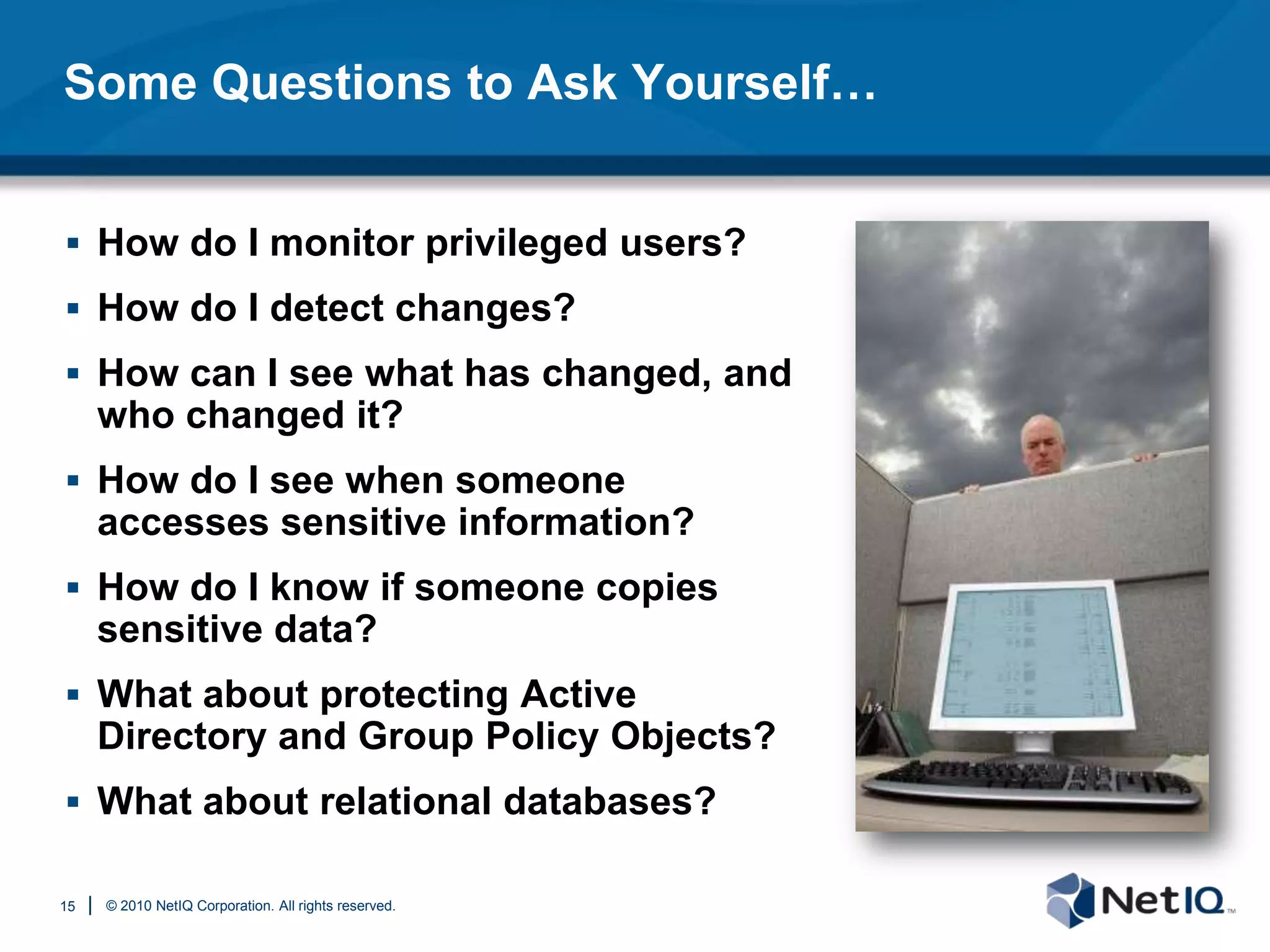 Start by Understanding RiskWhat are we trying to protect?Identify and classify sensitive data and assets.Who or what are we protecting it from?Vulnerabilities can be technical or non-technical.Accidents or errors often cost more than malicious attacks.What would happen if we fail?Failure to meet regulatory mandates can be costly.Lost business opportunity or interruption of activity.8