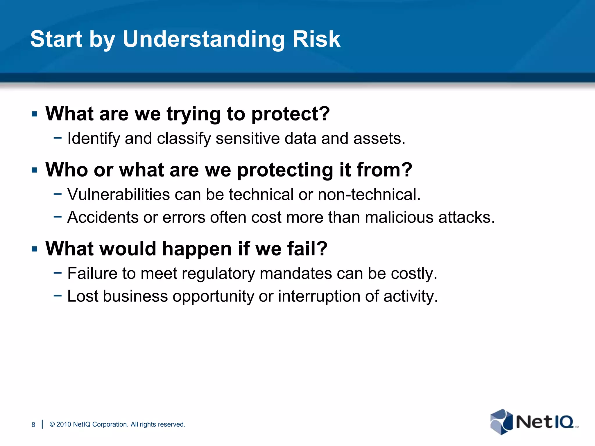 The New Security TeamProtection of sensitive data and mission-critical systems remains a key business objective.Regulatory compliance has provided funding but increased the workload.Compliance programs should (but don’t always) provide meaningful security benefits.4
