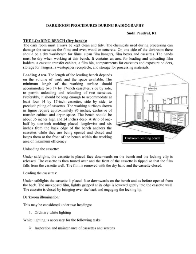Darkroom procedures during Radiography PDF