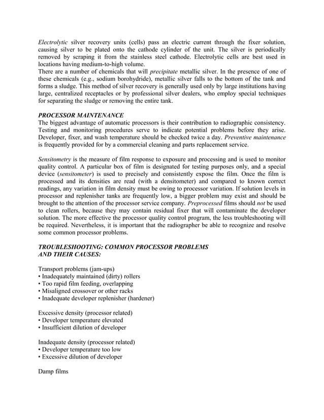 Darkroom procedures during Radiography PDF