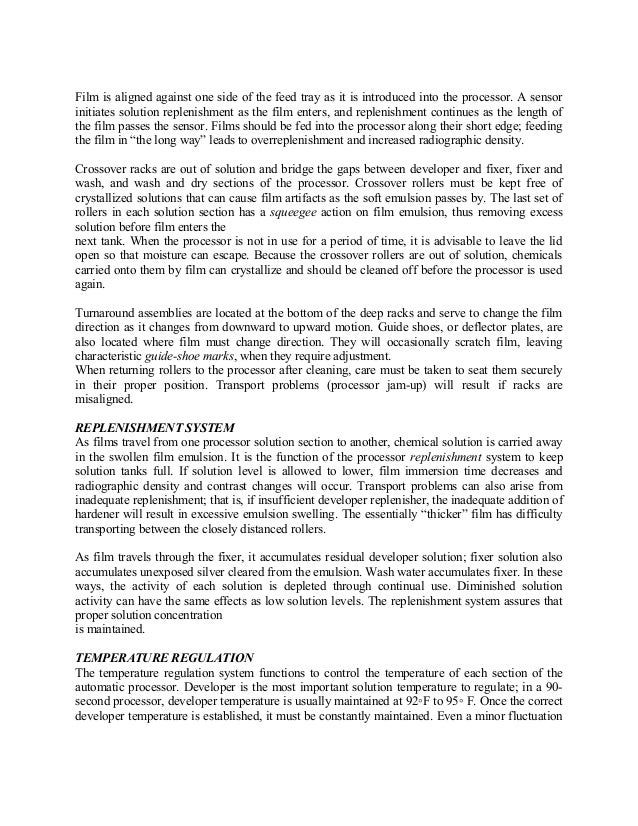 Darkroom procedures during Radiography