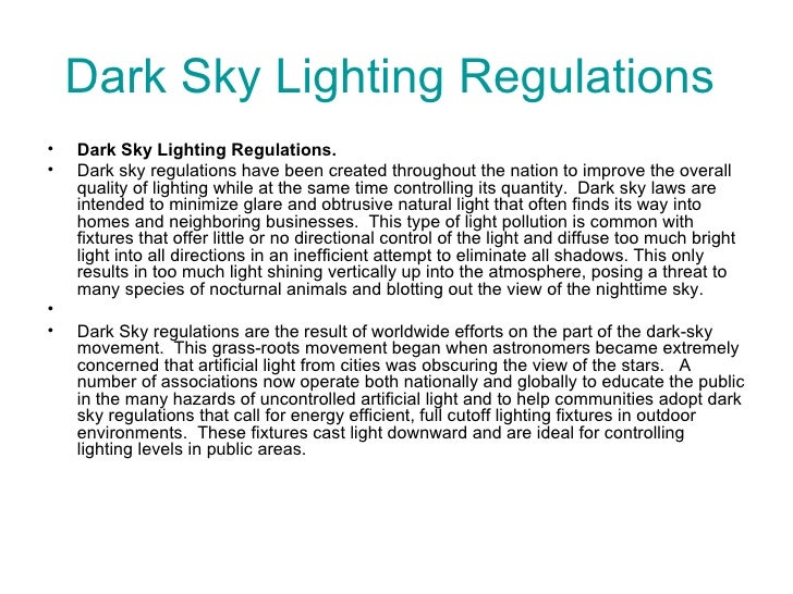 Dark sky lighting regulations
