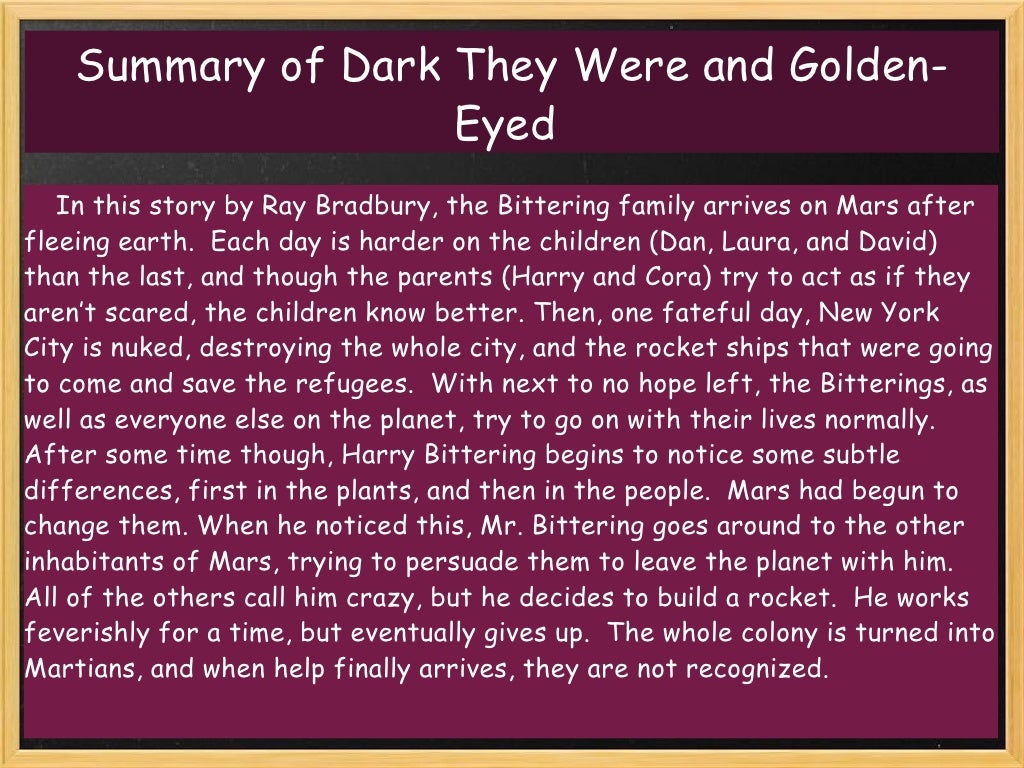 Dark They Were And Golden Eyed The Golden Kit