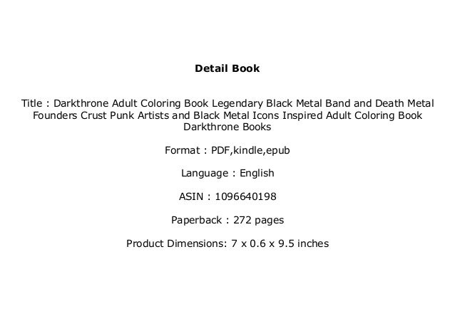 Epub Download Library Darkthrone Adult Coloring Book Legendary Bl