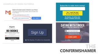 EXAMPLES OF DARK PATTERNS
CONFIRMSHAMER
THE
 