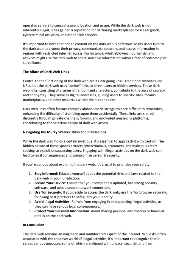 Dark web sites -Unveiling the Dark Web and its Enigmatic Links.pdf