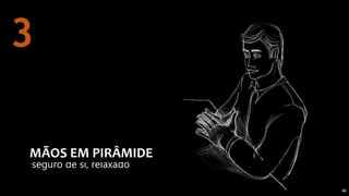 46
seguro de si, relaxado
MÃOS EM PIRÂMIDE
3
 