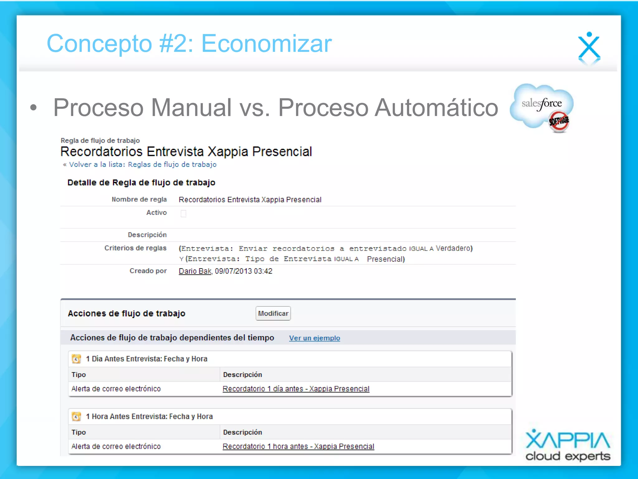 Concepto #2: Economizar

• Proceso Manual vs. Proceso Automático

 