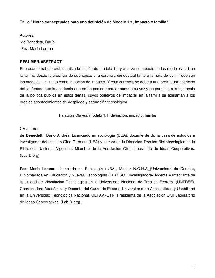 Notas conceptuales para una definición de Modelo 1:1 