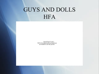 GUYS AND DOLLS
     HFA


              QuickTime™ and a
   TIFF (Uncompressed) decompressor
      are needed to see this picture.
 