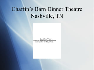 Chaffin’s Barn Dinner Theatre
        Nashville, TN


                   QuickTime™ and a
        TIFF (Uncompressed) decompressor
           are needed to see this picture.
 