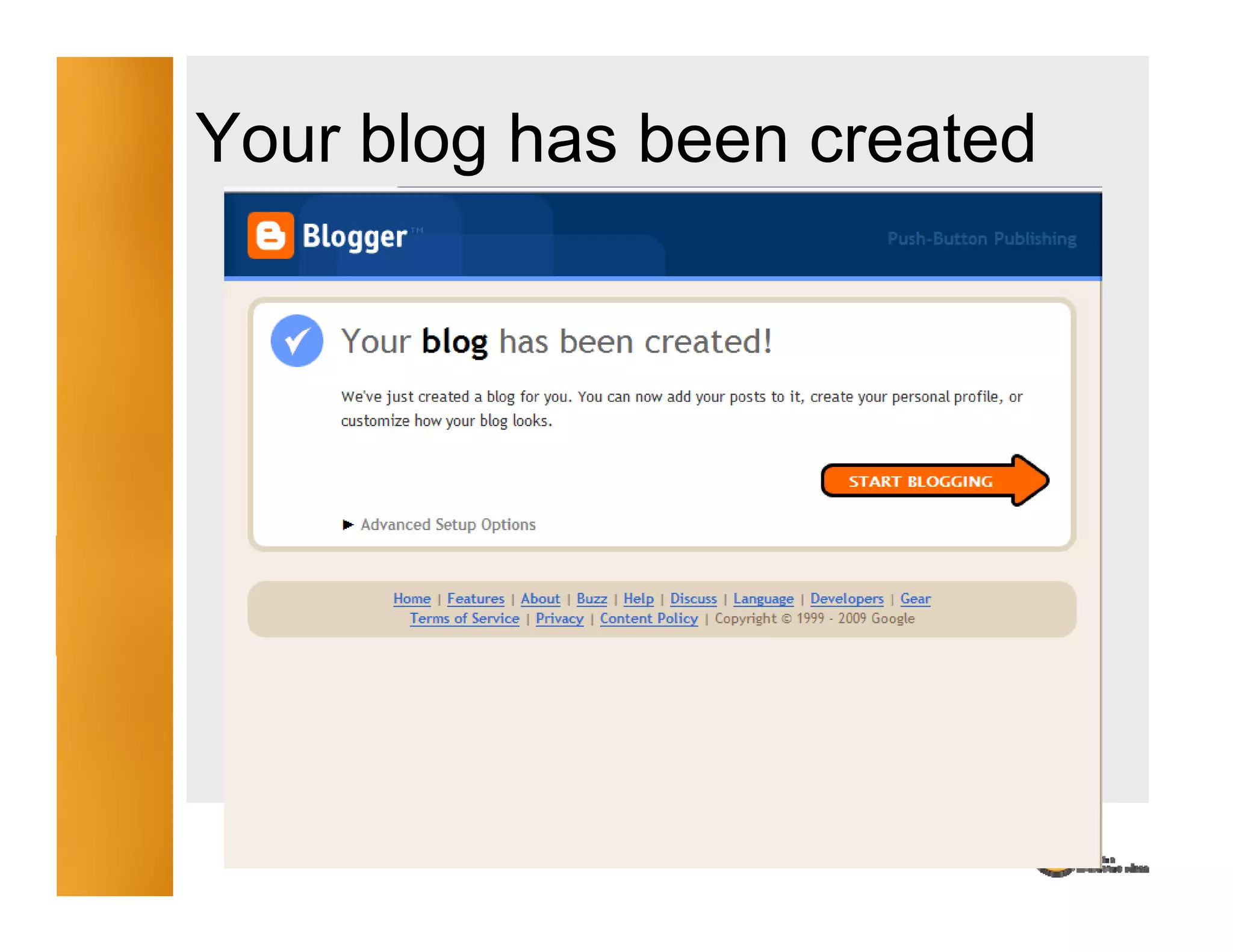 Your blog has been created
        g
 