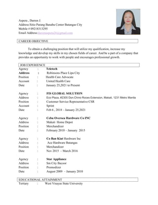 Please see attached file of my resume. | DOCX