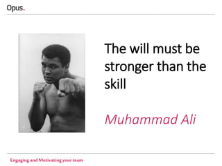 The will must be
stronger than the
skill
Muhammad Ali
Engaging and Motivating your team

 
