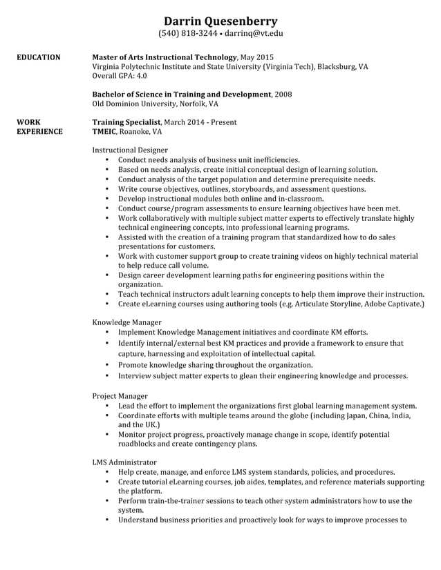 Darrin quesenberry resume