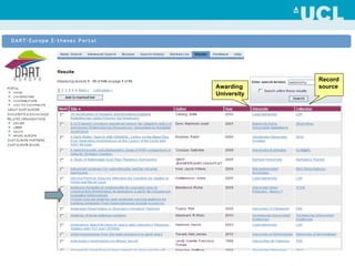 Record
Awarding     source
University
 