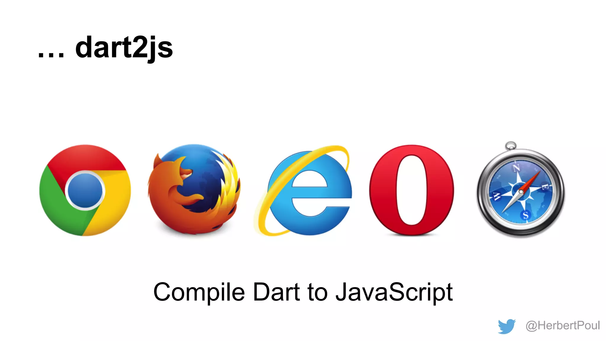 … dart2js

Compile Dart to JavaScript
@HerbertPoul

 