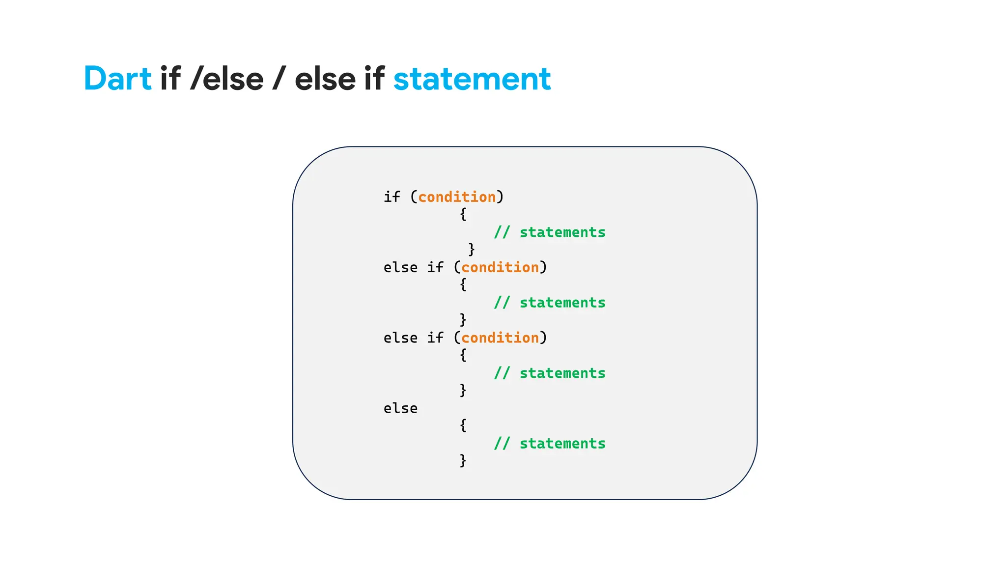 Dart if /else / else if statement
 